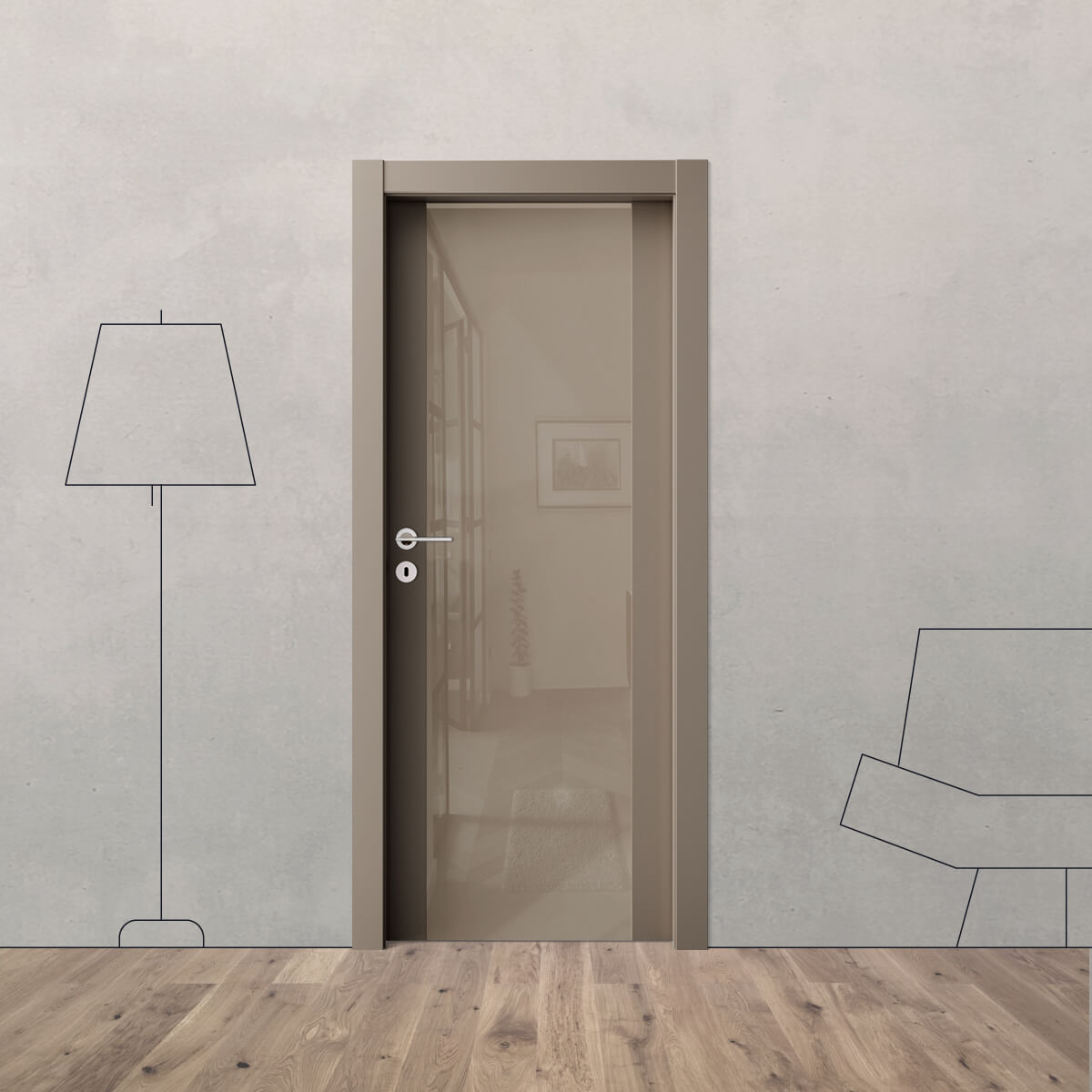 Porta laccata BK 80 Laccato/Legno Kristal tortora