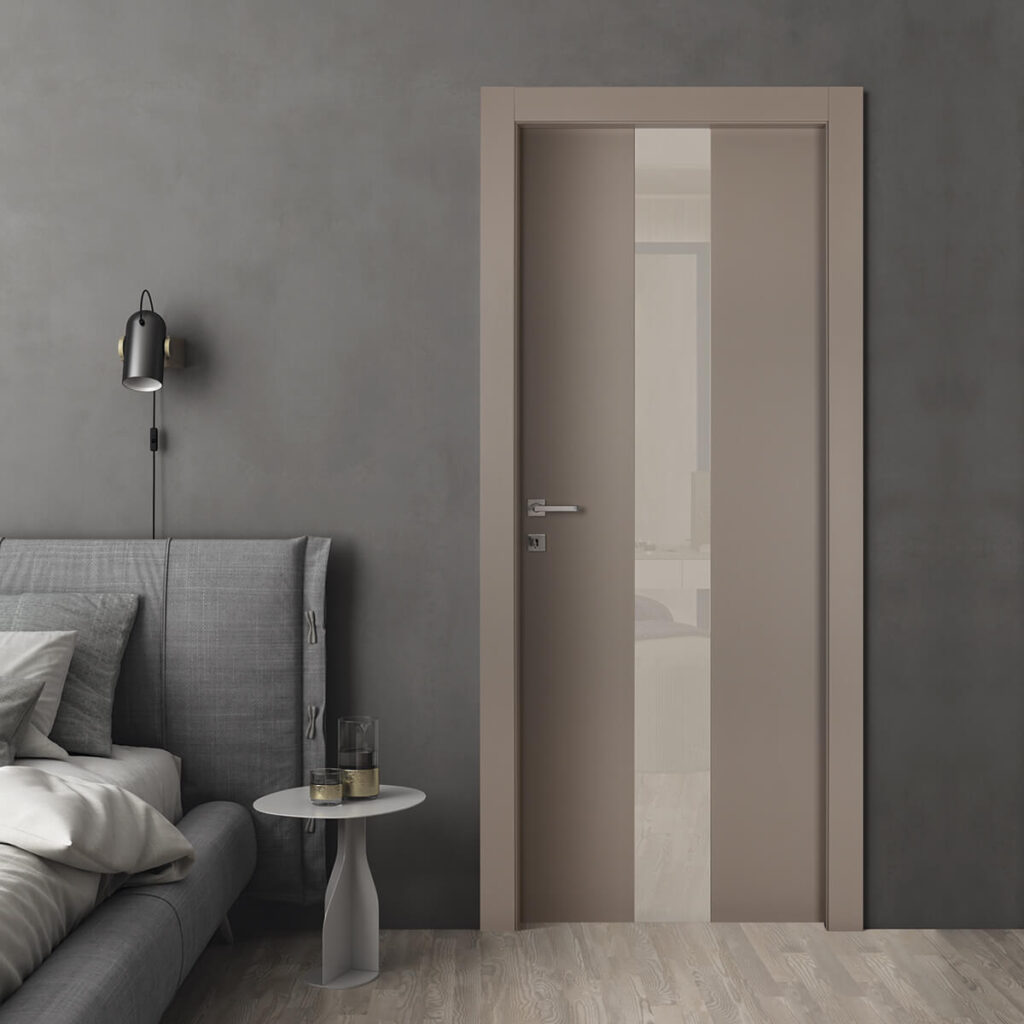 Porta laccata H Spiga con inserto centrale Kristal avorio