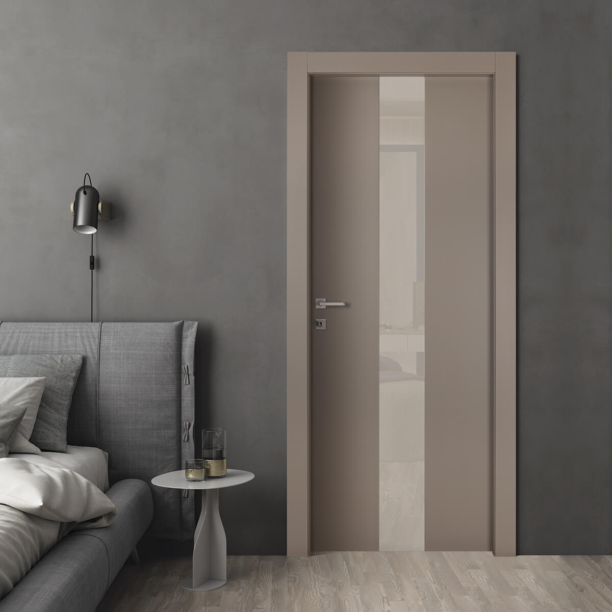 Porta laccata H Spiga con inserto centrale Kristal avorio